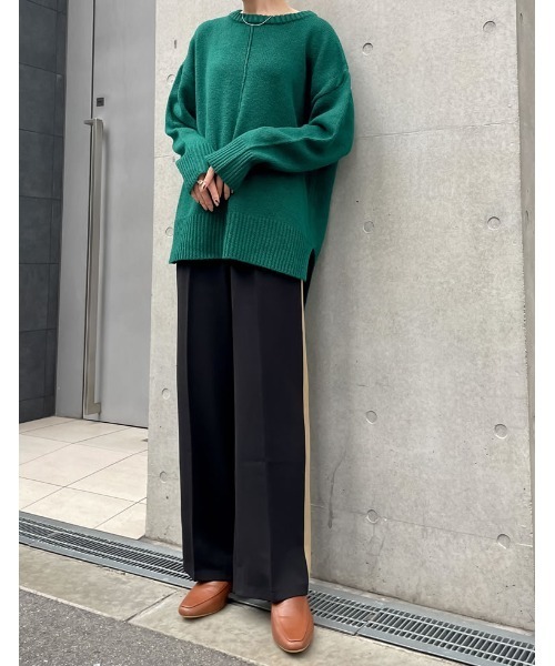 Re:EDIT（リエディ）の「[低身長/高身長サイズ有]選べる2TYPEとろみクロスセンタープレスサイドラインパンツ（その他パンツ・レディース・ブラック/ベージュ/パープル/キャメル/ラベンダー/ブラック系その他/ベージュ系その他/ブラウン系その他・MEDIUM/LARGE/SHORT/TALL）」の18枚目の写真