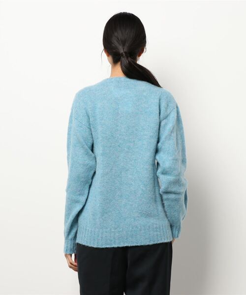 美品 Laurence J. Smith ウール クルーネックニットカーディガン Laurence J.Smith｜サイドシーム ワイドボディ クルーネック セーター