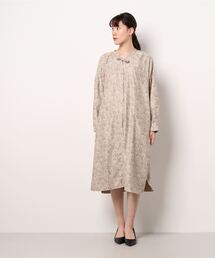 Samansa Mos2 blue | 細コール花柄シャツワンピース(シャツワンピース)