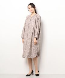 Samansa Mos2 blue | 細コール花柄シャツワンピース(シャツワンピース)