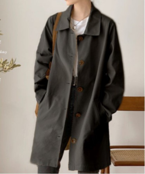 BLANC FICELLE（ブランフィセル）の「ステンカラーコート（ステンカラーコート・レディース・ブラック/ベージュ/アイボリー・SMALL/MEDIUM/LARGE/X-LARGE/XXX-LARGE/XX-LARGE）」の2枚目の写真