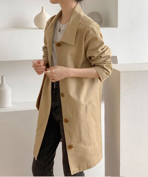 BLANC FICELLE（ブランフィセル）の「ステンカラーコート（ステンカラーコート・レディース・ブラック/ベージュ/アイボリー・SMALL/MEDIUM/LARGE/X-LARGE/XXX-LARGE/XX-LARGE）」の4枚目の写真