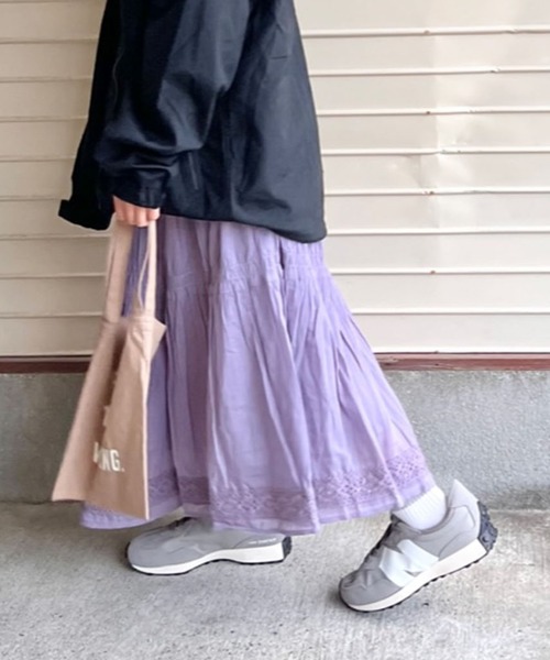 CIAOPANIC TYPY（チャオパニックティピー）の「【KIDS】indiaギャザーレーススカート（スカート・キッズ・パープル/オレンジ/アイボリー・SMALL/MEDIUM/LARGE/X-LARGE/XX-LARGE）」の3枚目の写真