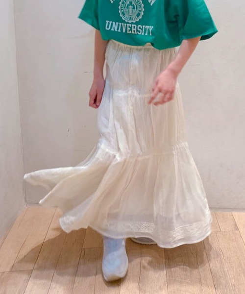 CIAOPANIC TYPY（チャオパニックティピー）の「【KIDS】indiaギャザーレーススカート（スカート・キッズ・パープル/オレンジ/アイボリー・SMALL/MEDIUM/LARGE/X-LARGE/XX-LARGE）」の2枚目の写真