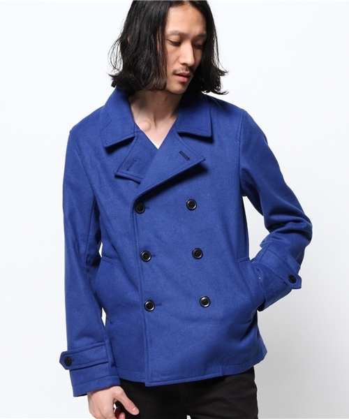 VENCEEXCHANGE（ヴァンスエクスチェンジ）の「R ﾒﾙﾄﾝｶﾗｰPｺｰﾄ                   （ピーコート・メンズ・ロイヤルブルー/レッド・LARGE/MEDIUM）」の2枚目の写真