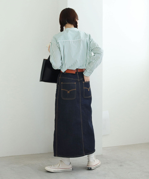PAR ICI KLASSISK（パーリッシィクラシスク）の「カイハラデニム ロングスカート（デニムスカート・レディース・ネイビー・FREE）」の19枚目の写真