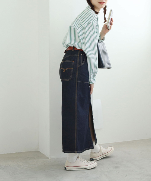 PAR ICI KLASSISK（パーリッシィクラシスク）の「カイハラデニム ロングスカート（デニムスカート・レディース・ネイビー・FREE）」の20枚目の写真