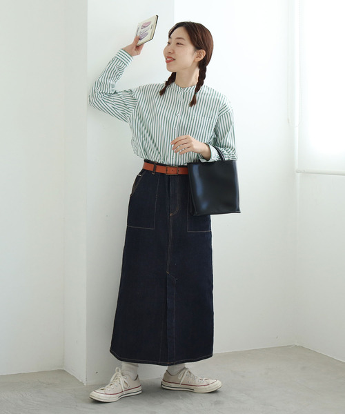 PAR ICI KLASSISK（パーリッシィクラシスク）の「カイハラデニム ロングスカート（デニムスカート・レディース・ネイビー・FREE）」の17枚目の写真