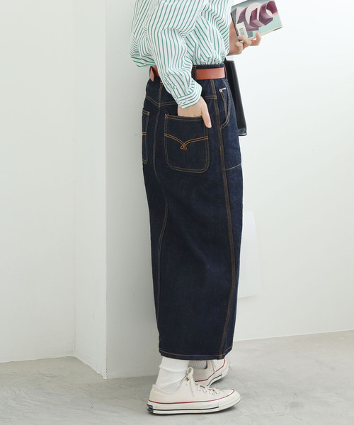 PAR ICI KLASSISK（パーリッシィクラシスク）の「カイハラデニム ロングスカート（デニムスカート・レディース・ネイビー・FREE）」の15枚目の写真