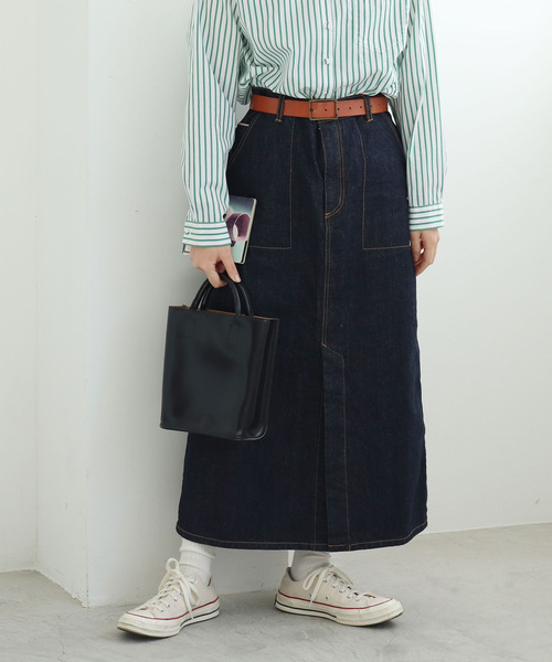 PAR ICI KLASSISK（パーリッシィクラシスク）の「カイハラデニム ロングスカート（デニムスカート・レディース・ネイビー・FREE）」の11枚目の写真