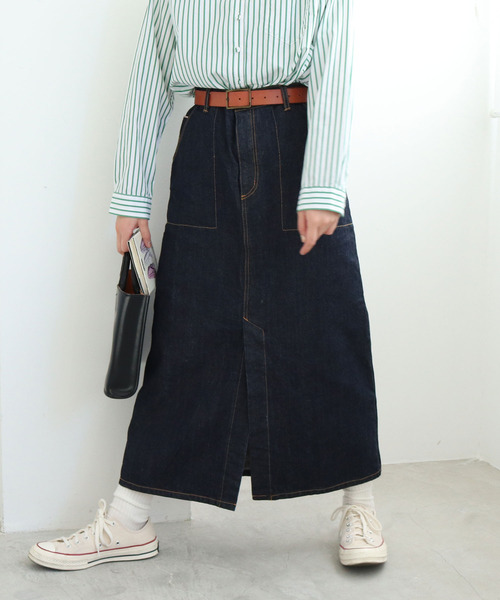 PAR ICI KLASSISK（パーリッシィクラシスク）の「カイハラデニム ロングスカート（デニムスカート・レディース・ネイビー・FREE）」の13枚目の写真
