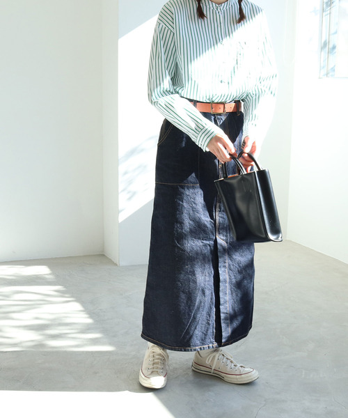 PAR ICI KLASSISK（パーリッシィクラシスク）の「カイハラデニム ロングスカート（デニムスカート・レディース・ネイビー・FREE）」の8枚目の写真