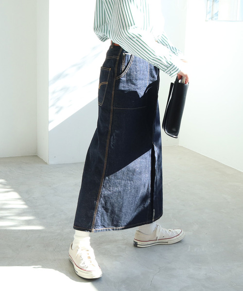 PAR ICI KLASSISK（パーリッシィクラシスク）の「カイハラデニム ロングスカート（デニムスカート・レディース・ネイビー・FREE）」の9枚目の写真