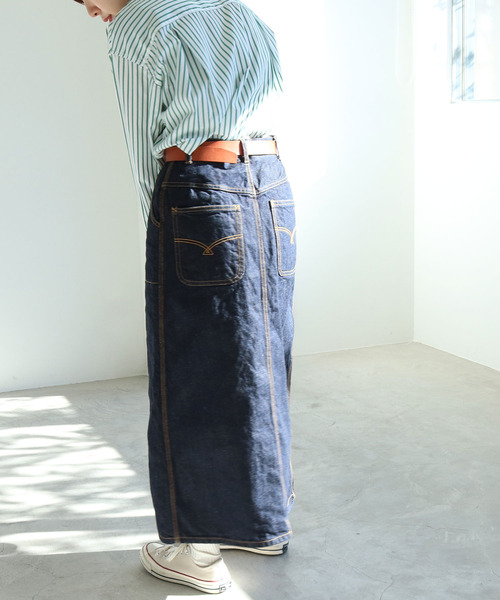 PAR ICI KLASSISK（パーリッシィクラシスク）の「カイハラデニム ロングスカート（デニムスカート・レディース・ネイビー・FREE）」の10枚目の写真