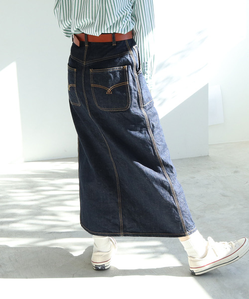 PAR ICI KLASSISK（パーリッシィクラシスク）の「カイハラデニム ロングスカート（デニムスカート・レディース・ネイビー・FREE）」の7枚目の写真