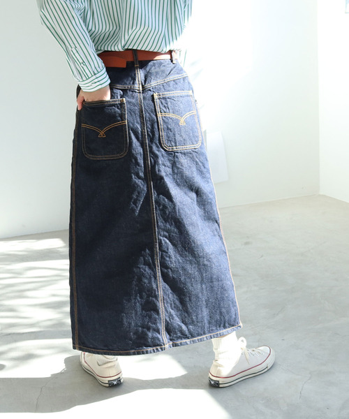 PAR ICI KLASSISK（パーリッシィクラシスク）の「カイハラデニム ロングスカート（デニムスカート・レディース・ネイビー・FREE）」の6枚目の写真
