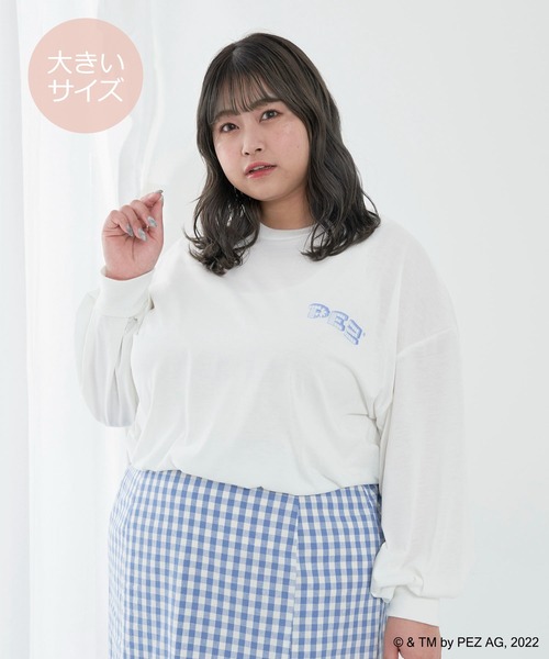 SLURR(スラ―)の「【大きいサイズ】PEZロンT(Tシャツ/カットソー・レディース・オフホワイト・L)」の1枚目の写真