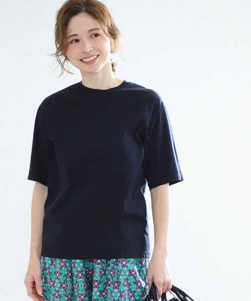 Demi-Luxe BEAMS(デミルクス ビームス)の「Demi-Luxe BEAMS / スムース ハーフスリーブ Tシャツ(Tシャツ/カットソー・レディース・ホワイト/ネイビー/ミント/ブラウン系その他/ブラック/サックスブルー/ケリーグリーン・ONE SIZE)」の6枚目の写真
