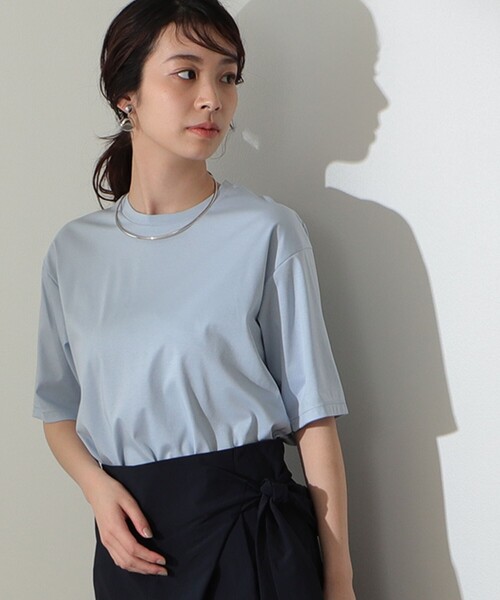 Demi-Luxe BEAMS(デミルクス ビームス)の「Demi-Luxe BEAMS / スムース ハーフスリーブ Tシャツ(Tシャツ/カットソー・レディース・ホワイト/ネイビー/ミント/ブラウン系その他/ブラック/サックスブルー/ケリーグリーン・ONE SIZE)」の7枚目の写真