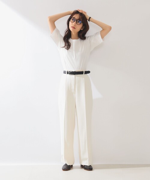 Demi-Luxe BEAMS(デミルクス ビームス)の「Demi-Luxe BEAMS / スムース ハーフスリーブ Tシャツ(Tシャツ/カットソー・レディース・ホワイト/ネイビー/ミント/ブラウン系その他/ブラック/サックスブルー/ケリーグリーン・ONE SIZE)」の8枚目の写真