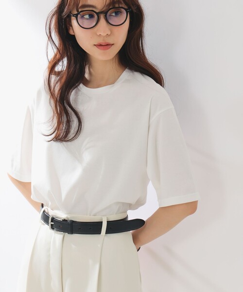 Demi-Luxe BEAMS(デミルクス ビームス)の「Demi-Luxe BEAMS / スムース ハーフスリーブ Tシャツ(Tシャツ/カットソー・レディース・ホワイト/ネイビー/ミント/ブラウン系その他/ブラック/サックスブルー/ケリーグリーン・ONE SIZE)」の11枚目の写真