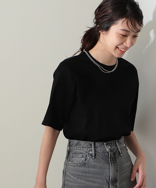 Demi-Luxe BEAMS(デミルクス ビームス)の「Demi-Luxe BEAMS / スムース ハーフスリーブ Tシャツ(Tシャツ/カットソー・レディース・ホワイト/ネイビー/ミント/ブラウン系その他/ブラック/サックスブルー/ケリーグリーン・ONE SIZE)」の15枚目の写真