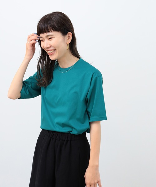 Demi-Luxe BEAMS(デミルクス ビームス)の「Demi-Luxe BEAMS / スムース ハーフスリーブ Tシャツ(Tシャツ/カットソー・レディース・ホワイト/ネイビー/ミント/ブラウン系その他/ブラック/サックスブルー/ケリーグリーン・ONE SIZE)」の5枚目の写真