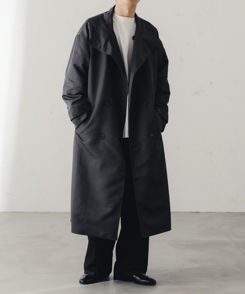 ネペンテス　メンズコート　ブラック　お洒落 epnok（エプノック）の「スタンドネックダブルコート（チェスター