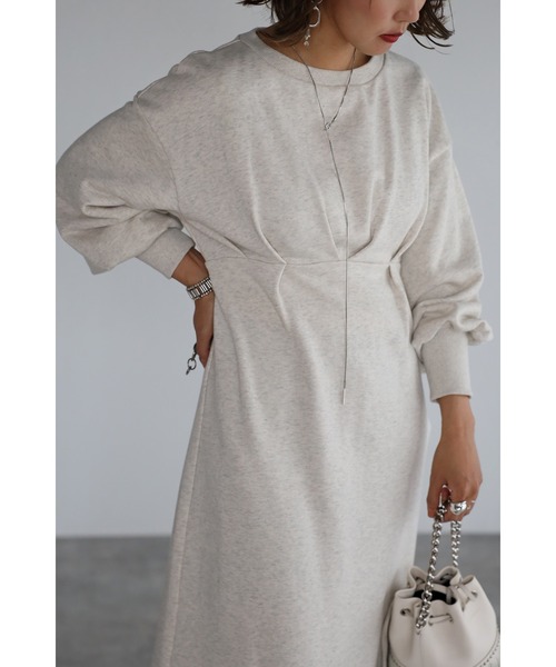 Bonjour Sagan(ボンジュールサガン)の「ウエストタックスウェットワンピース(ワンピース・レディース・ブラック/オートミール・FREE/M)」の21枚目の写真