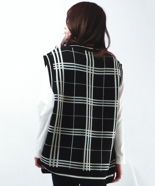 CIAO（チャオ）の「ciao ルーズチェックベスト（ベスト・メンズ・ホワイト/ブラック/ベージュ/ブラウン/グレー/サックスブルー/グリーン/ベージュ系その他・FREE）」の20枚目の写真