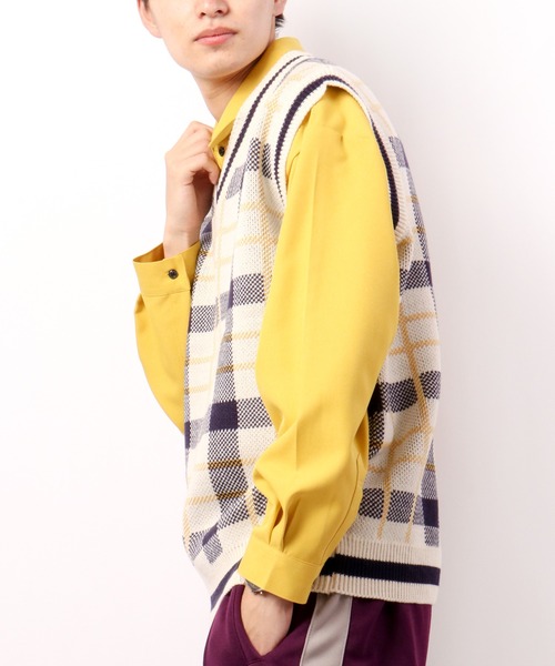 CIAO（チャオ）の「ciao ルーズチェックベスト（ベスト・メンズ・ホワイト/ブラック/ベージュ/ブラウン/グレー/サックスブルー/グリーン/ベージュ系その他・FREE）」の9枚目の写真