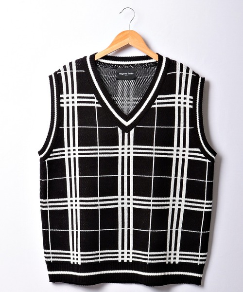 CIAO（チャオ）の「ciao ルーズチェックベスト（ベスト・メンズ・ホワイト/ブラック/ベージュ/ブラウン/グレー/サックスブルー/グリーン/ベージュ系その他・FREE）」の12枚目の写真