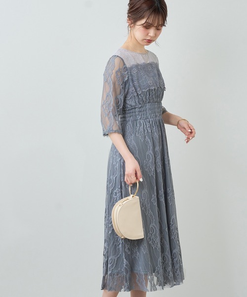 natural couture（ナチュラルクチュール）の「オケージョンシーンで華やぐ　総レースお上品パーティドレス（ドレス・レディース・ブラック/グレー/ミント・FREE）」の14枚目の写真