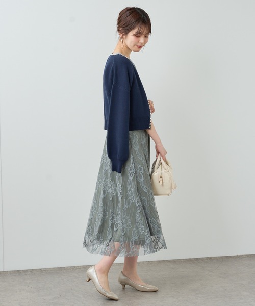 natural couture（ナチュラルクチュール）の「オケージョンシーンで華やぐ　総レースお上品パーティドレス（ドレス・レディース・ブラック/グレー/ミント・FREE）」の17枚目の写真