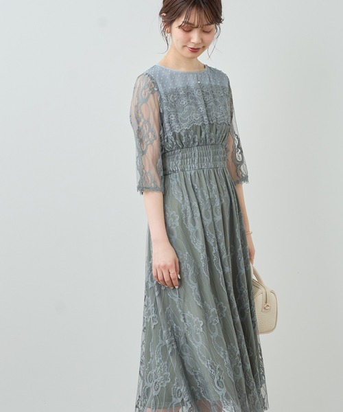 natural couture（ナチュラルクチュール）の「オケージョンシーンで華やぐ　総レースお上品パーティドレス（ドレス・レディース・ブラック/グレー/ミント・FREE）」の20枚目の写真