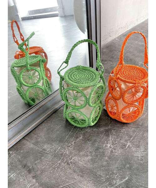 Ungrid（アングリッド）の「カラーモチーフカゴBAG（かごバッグ・レディース・オレンジ/グリーン・FREE）」の5枚目の写真