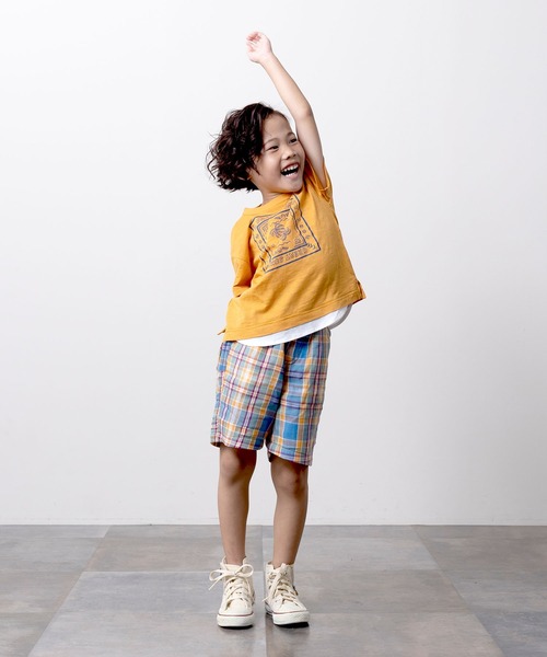 DILASH(ディラッシュ)の「先染めチェックダブルガーゼハーフパンツ(その他パンツ・キッズ・オレンジ/パープル/ベージュ・130/110/120/80/90/100/140)」の8枚目の写真