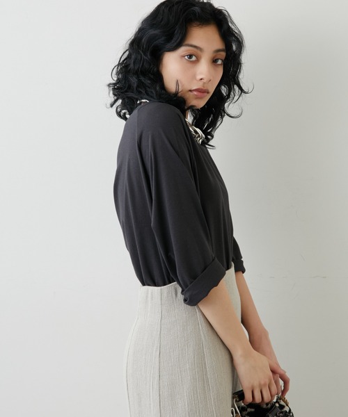 Whim Gazette（ウィムガゼット）の「ラグランカットソー（Tシャツ/カットソー・レディース・ホワイト/チャコールグレー/ライトベージュ・FREE）」の21枚目の写真