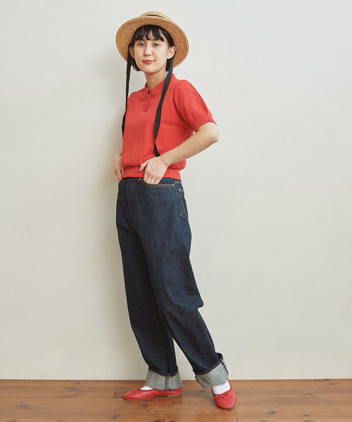 CHILD WOMAN（チャイルドウーマン）の「ICE COTTON ニットポロ（ポロシャツ・レディース・ブラック/レッド/グリーン/ダークブラウン/パープル/ピンク/アイボリー・FREE）」の12枚目の写真