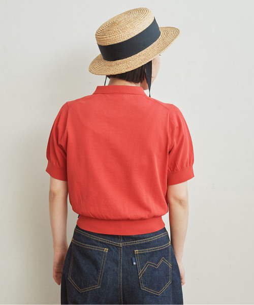 CHILD WOMAN（チャイルドウーマン）の「ICE COTTON ニットポロ（ポロシャツ・レディース・ブラック/レッド/グリーン/ダークブラウン/パープル/ピンク/アイボリー・FREE）」の11枚目の写真