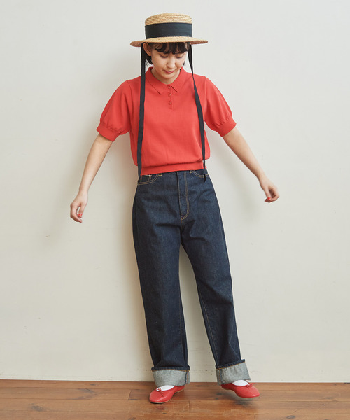 CHILD WOMAN（チャイルドウーマン）の「ICE COTTON ニットポロ（ポロシャツ・レディース・ブラック/レッド/グリーン/ダークブラウン/パープル/ピンク/アイボリー・FREE）」の14枚目の写真