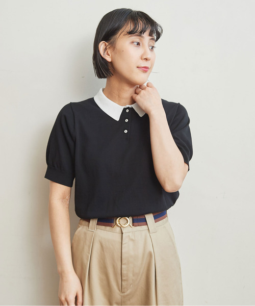 CHILD WOMAN（チャイルドウーマン）の「ICE COTTON ニットポロ（ポロシャツ・レディース・ブラック/レッド/グリーン/ダークブラウン/パープル/ピンク/アイボリー・FREE）」の17枚目の写真