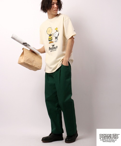 PEANUTS(ピーナッツ)の「PEANUTS SNOOPY/スヌーピー ピグメント染め半袖Tシャツ(Tシャツ/カットソー・レディース・ホワイト/オレンジ・LL/M/S/L)」の15枚目の写真