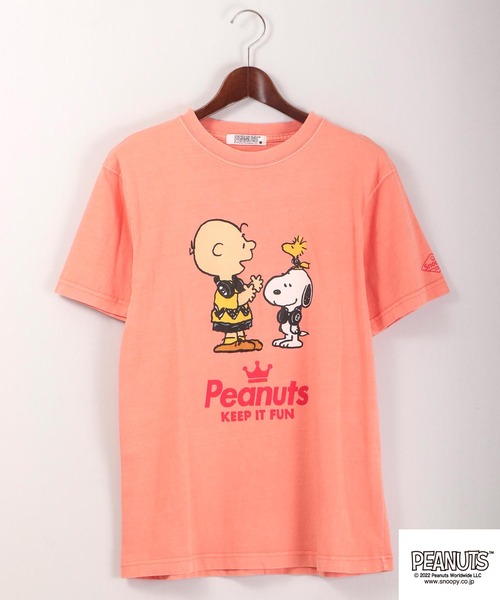 PEANUTS(ピーナッツ)の「PEANUTS SNOOPY/スヌーピー ピグメント染め半袖Tシャツ(Tシャツ/カットソー・レディース・ホワイト/オレンジ・LL/M/S/L)」の12枚目の写真