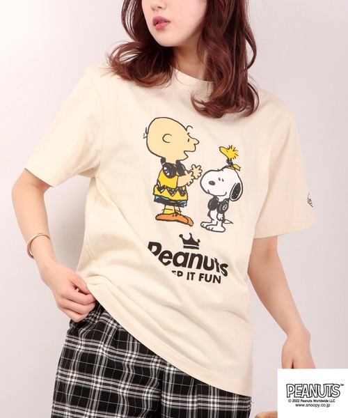 PEANUTS(ピーナッツ)の「PEANUTS SNOOPY/スヌーピー ピグメント染め半袖Tシャツ(Tシャツ/カットソー・レディース・ホワイト/オレンジ・LL/M/S/L)」の20枚目の写真