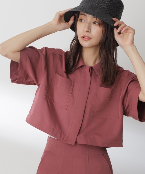 N.(N. Natural Beauty Basic)(エヌエヌナチュラルビューティーベーシック)の「◆ショートシャツ(シャツ/ブラウス・レディース・レッド/モカ・MEDIUM)」の2枚目の写真