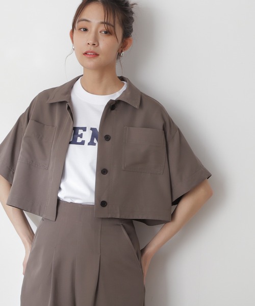 N.(N. Natural Beauty Basic)(エヌエヌナチュラルビューティーベーシック)の「◆ショートシャツ(シャツ/ブラウス・レディース・レッド/モカ・MEDIUM)」の1枚目の写真