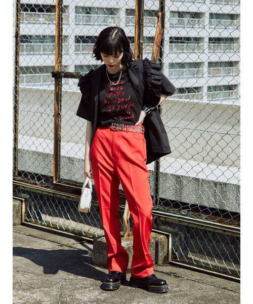 jouetie(ジュエティ)の「センタープレスベーシックスラックス(スラックス・レディース・ブラック/パープル/レッド/ピンク/ブルー・MEDIUM)」の7枚目の写真