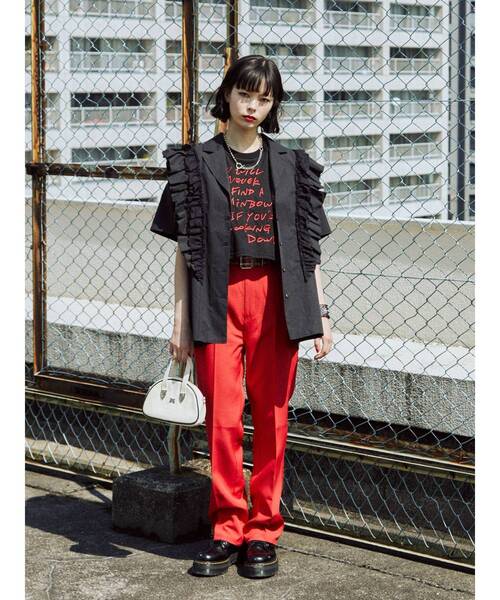 jouetie(ジュエティ)の「センタープレスベーシックスラックス(スラックス・レディース・ブラック/パープル/レッド/ピンク/ブルー・MEDIUM)」の13枚目の写真