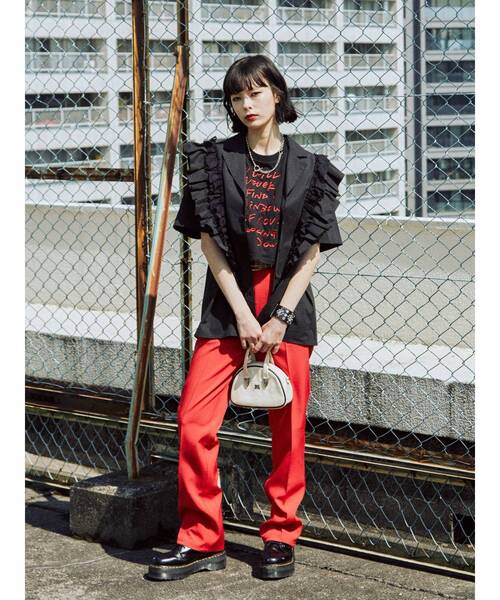 jouetie(ジュエティ)の「センタープレスベーシックスラックス(スラックス・レディース・ブラック/パープル/レッド/ピンク/ブルー・MEDIUM)」の21枚目の写真